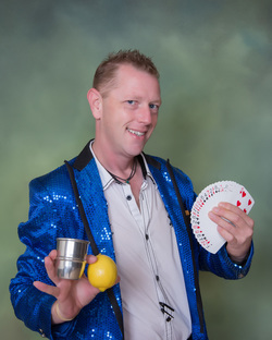 Pure sleight of hand magic and manipulation for Sherman magic clown party entertainment